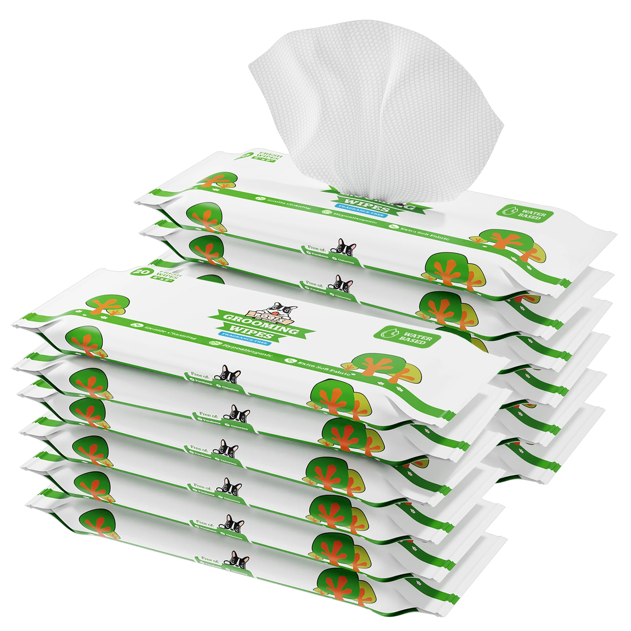 Pogi's Dog Grooming Wipes, fragrance-free, 12 travel packs of 20 wipes