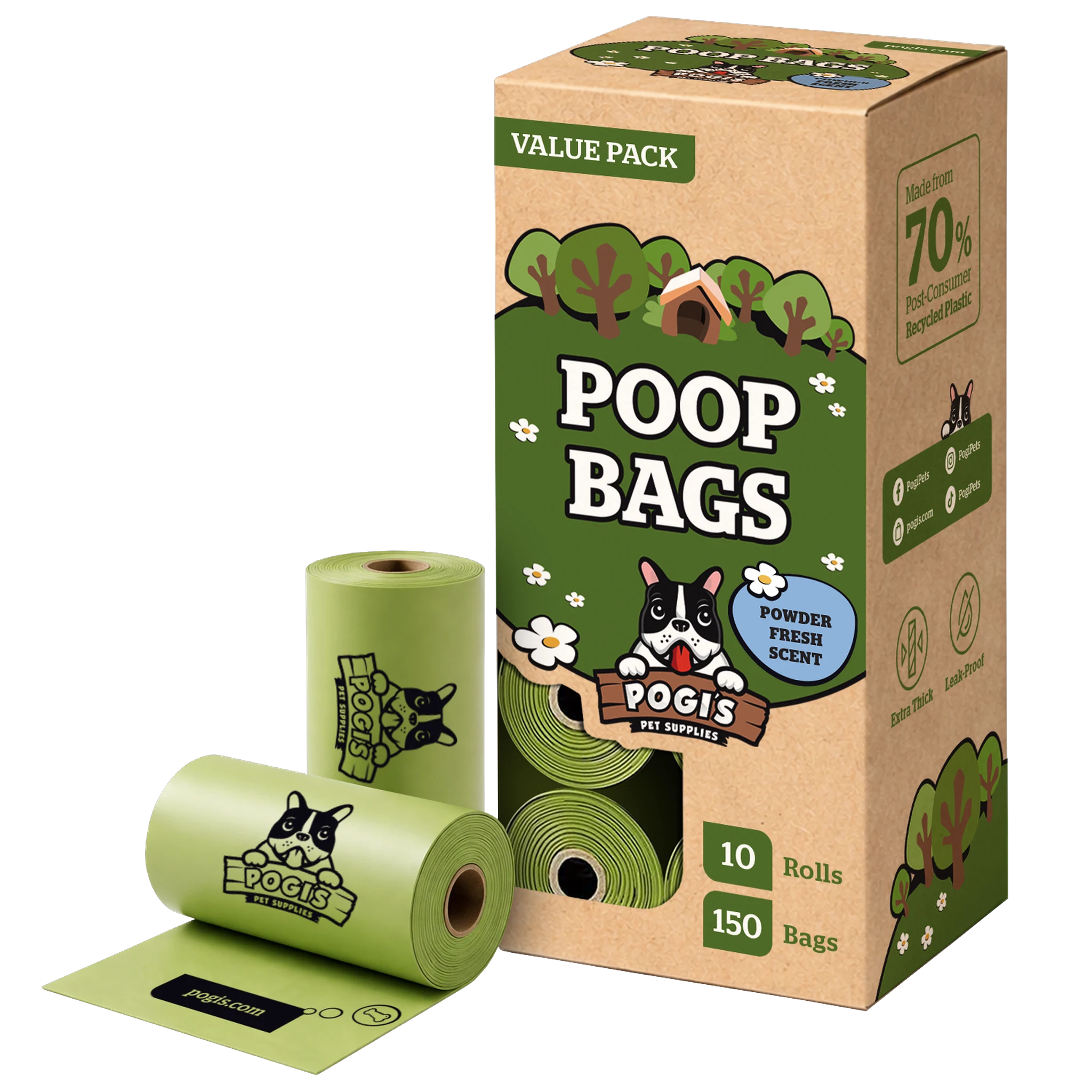 Pogi's Dog Poop Bags, extra-thick leak-proof dog waste bags