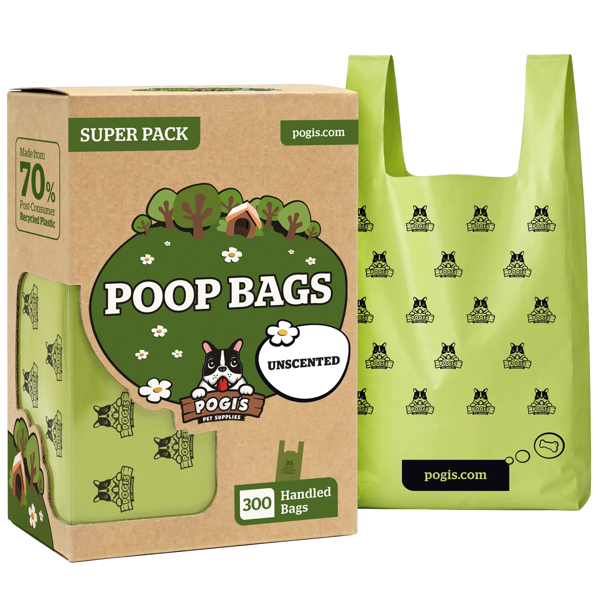 Pogi's Dog Poop Bags, extra-thick leak-proof dog waste bags, unscented