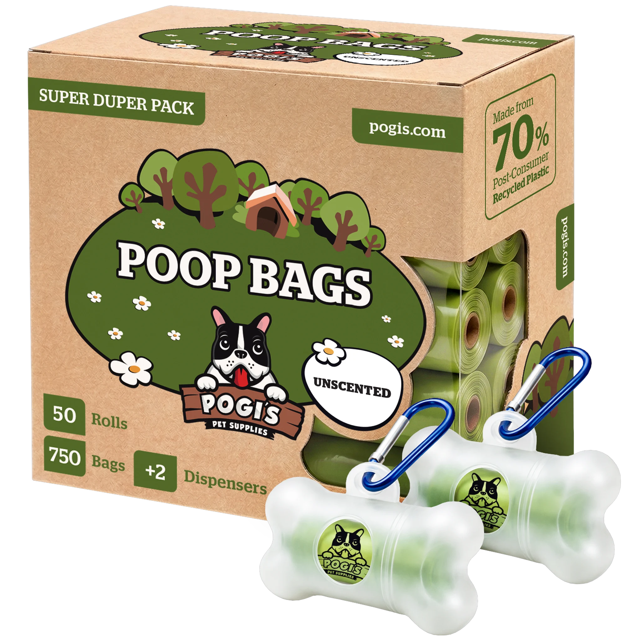 Pogi's Dog Poop Bags, extra-thick leak-proof dog waste bags, unscented