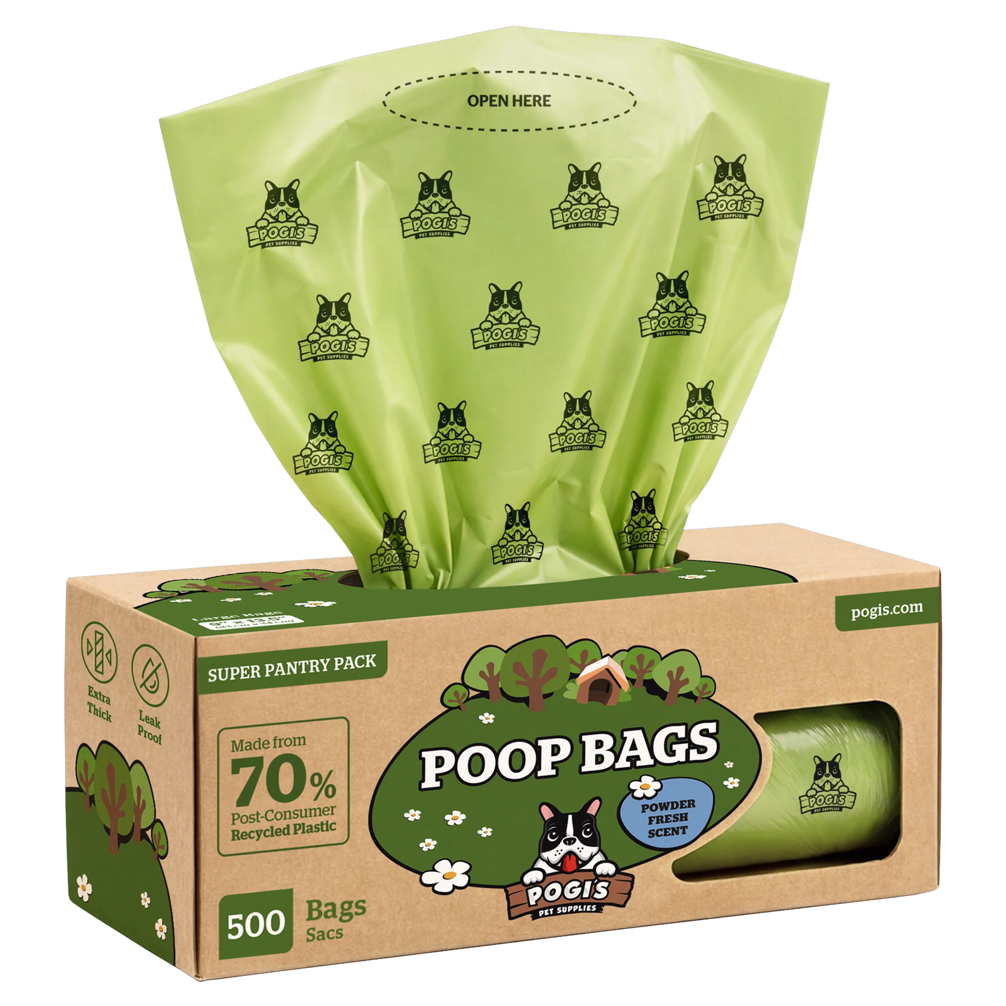 Pogi's Dog Poop Bags, extra-thick leak-proof dog waste bags