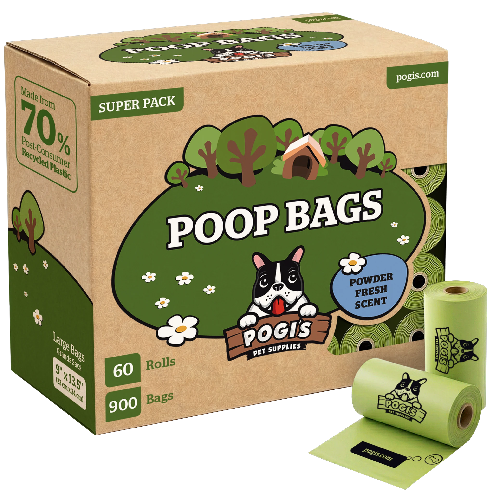 Pogi's Dog Poop Bags, extra-thick leak-proof dog waste bags