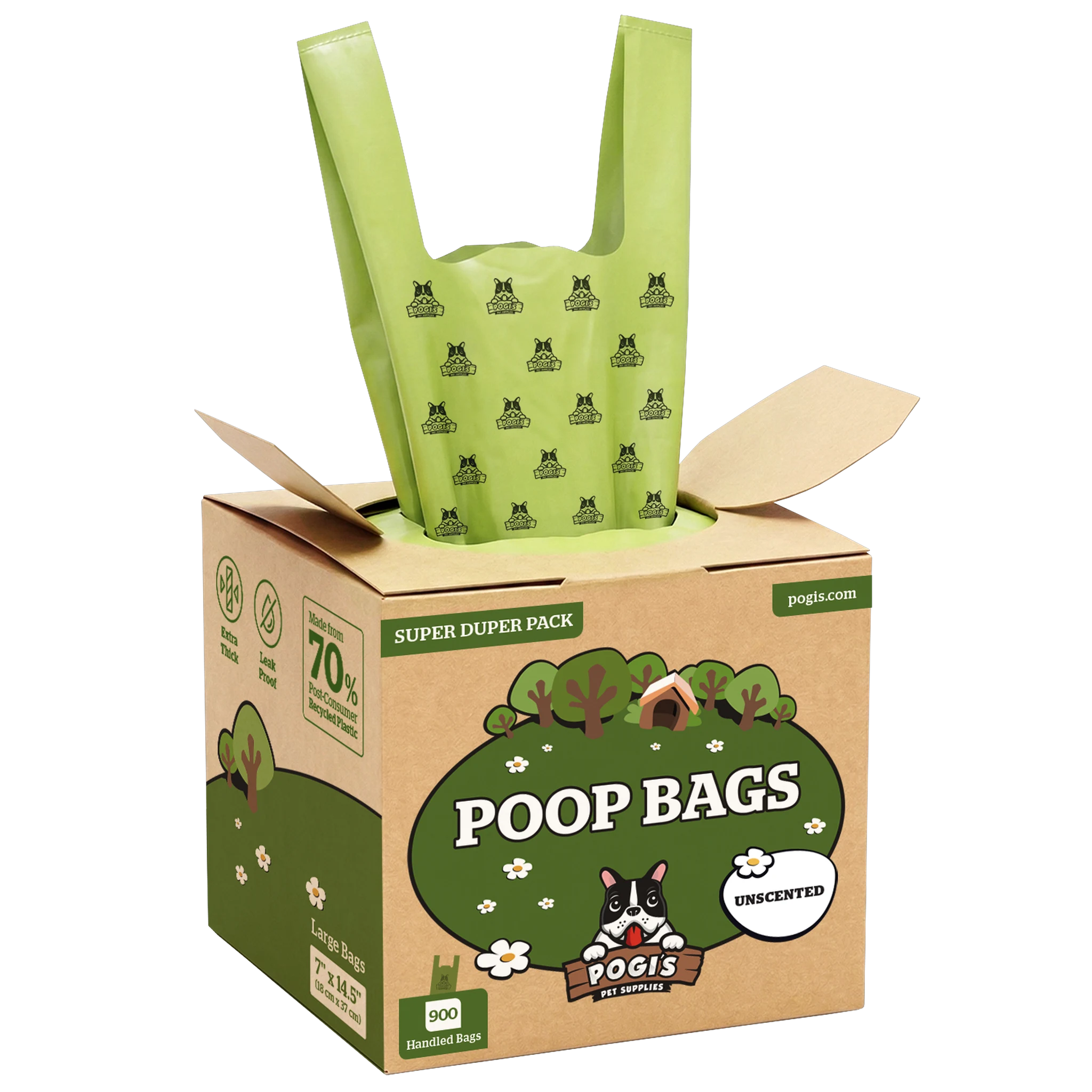 Pogi's Dog Poop Bags, extra-thick leak-proof dog waste bags, unscented