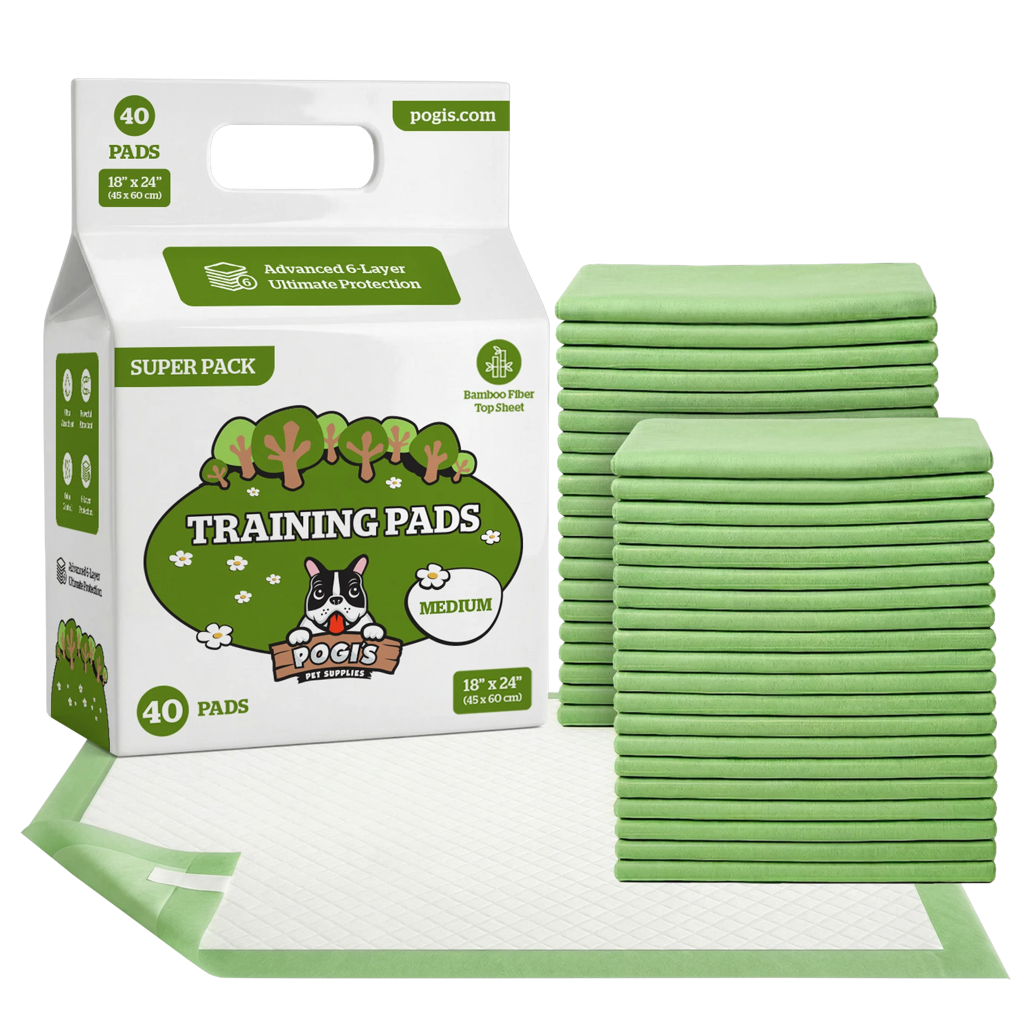 Pogi's Dog Training Pads, leak-proof puppy pee pads, 18x24