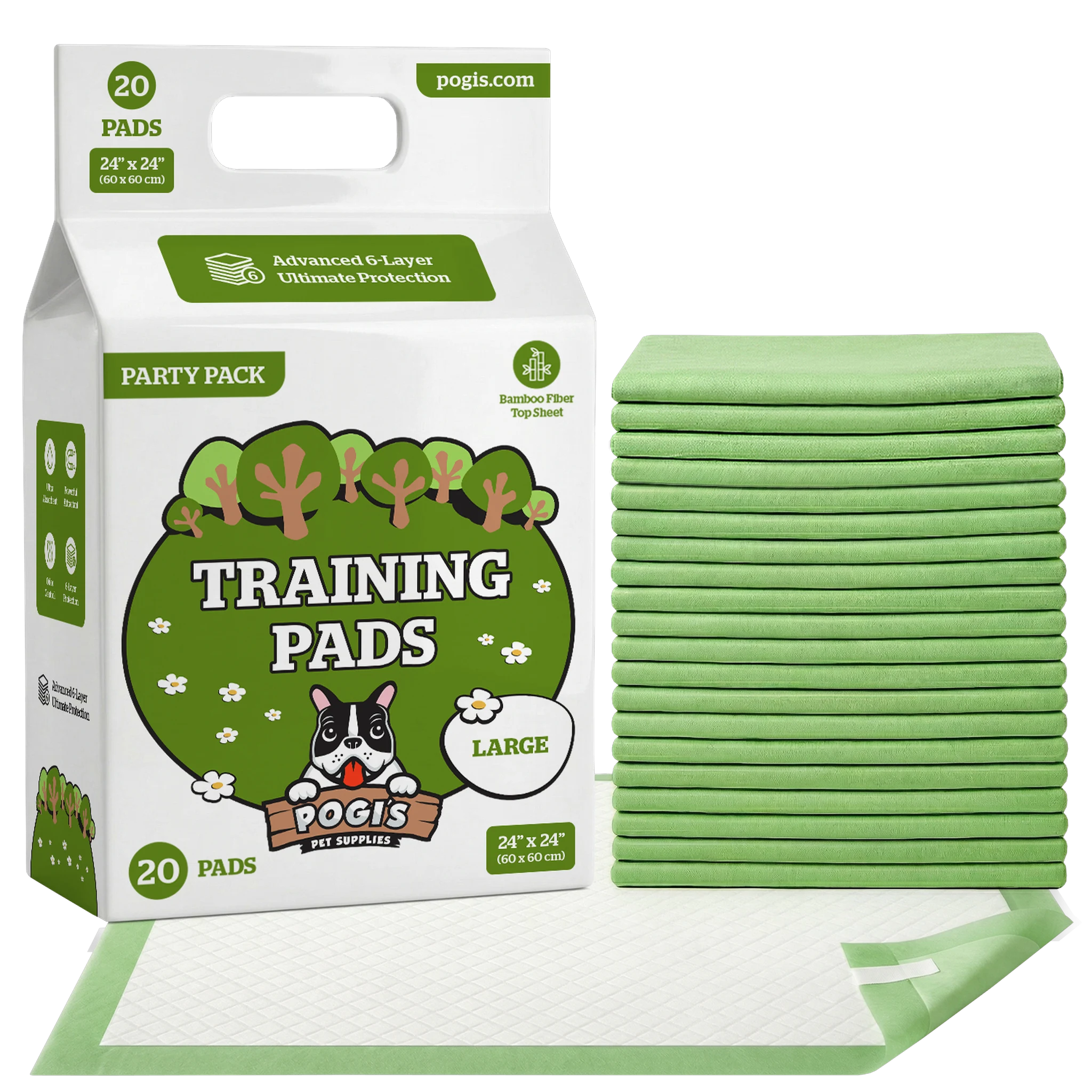 Pogi's Dog Training Pads, large 24 x 24 in, 20-pad pack