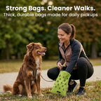 Pogi's Dog Poop Bags in everyday use on a dog walk