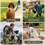 Four ways to use Pogi's poop bags: daily walks, yard cleanups, hikes and trails, and multi-dog homes
