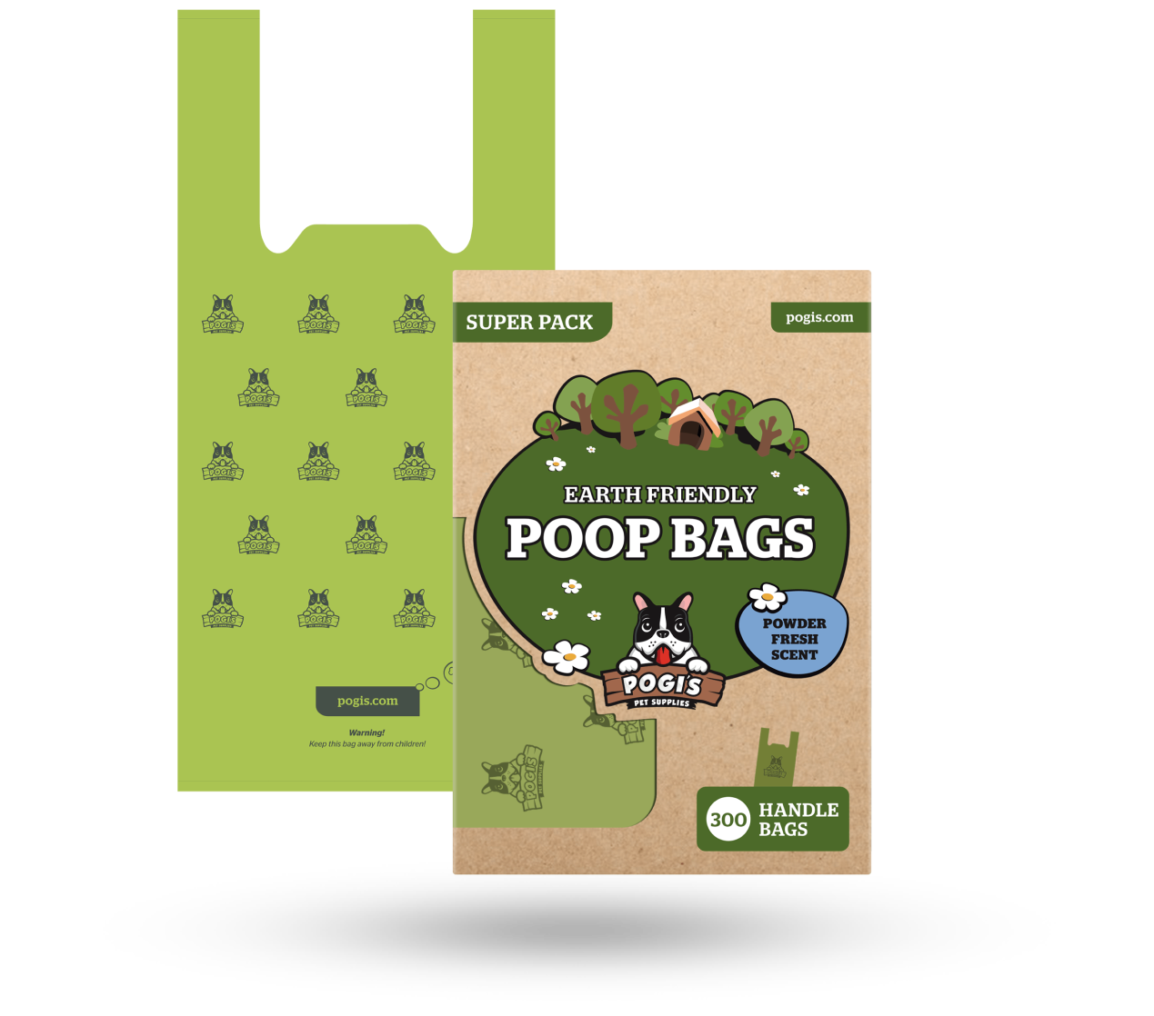 Pogi's Earth-Friendly Pet Poop Bags with Easy-Tie Handles