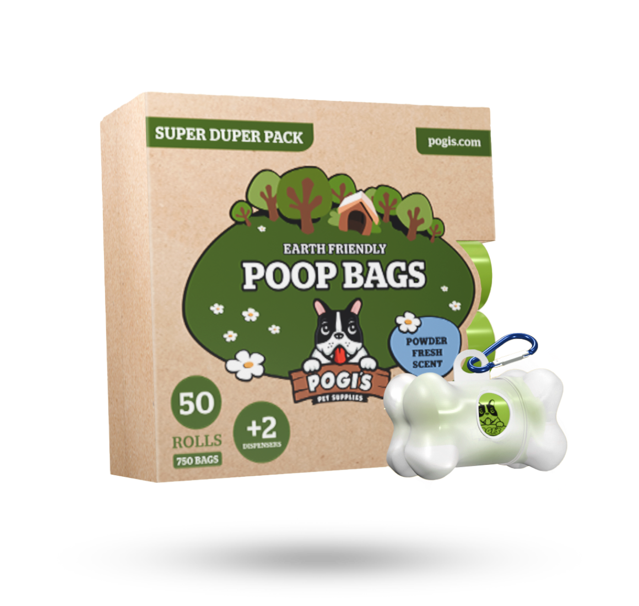 Pogi’s Earth-Friendly Dog Poop Bags Pack +2 Dispensers