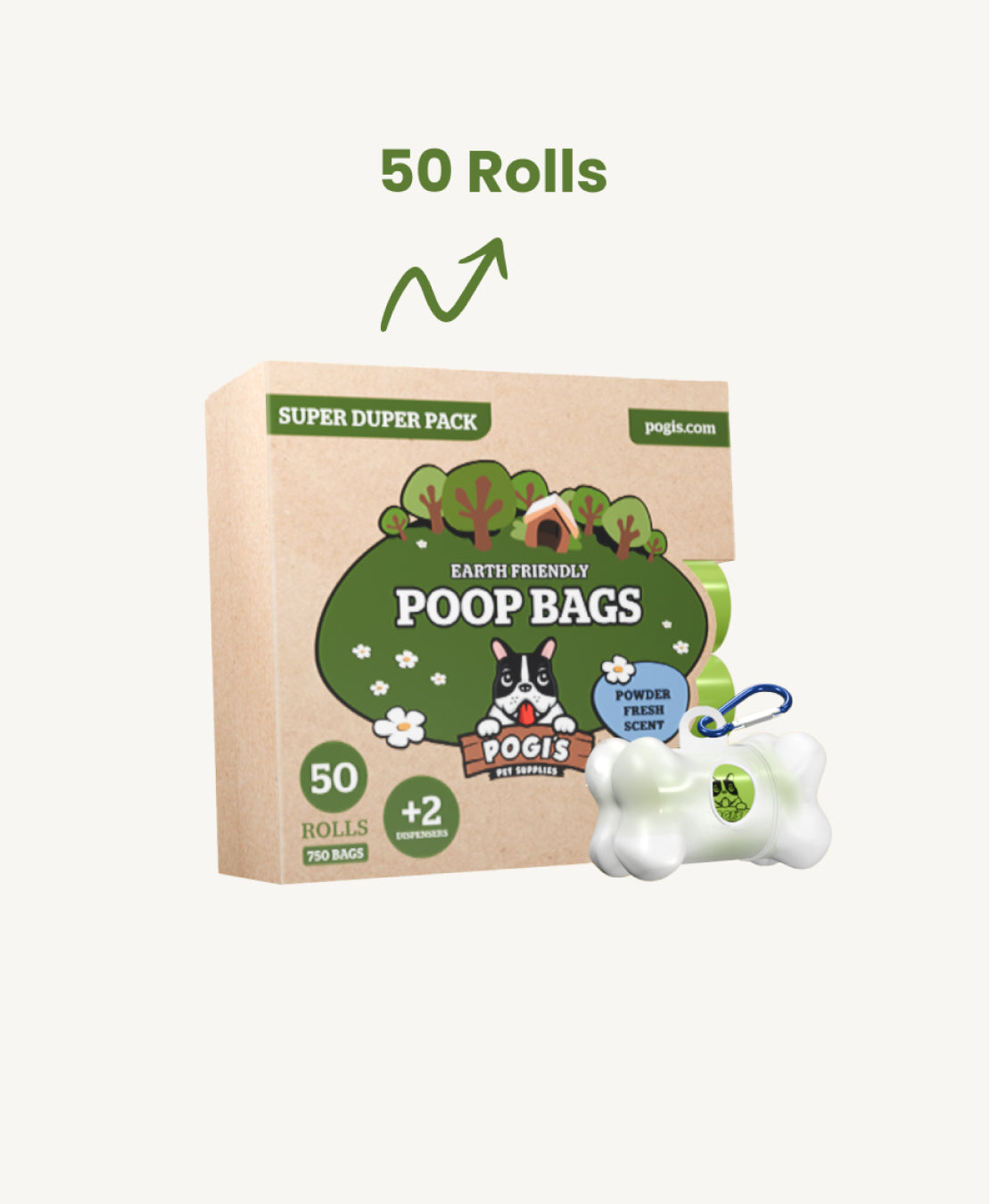 Pogi’s Earth-Friendly Dog Poop Bags Pack +2 Dispensers