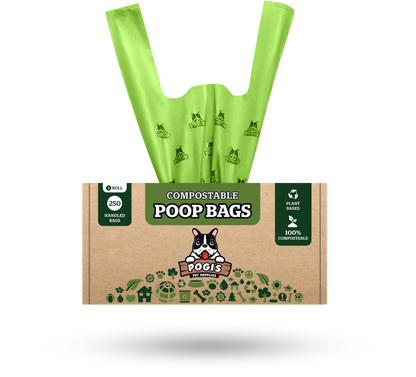 Plant-Based Compostable Dog Poop Bags with Easy-Tie Handles