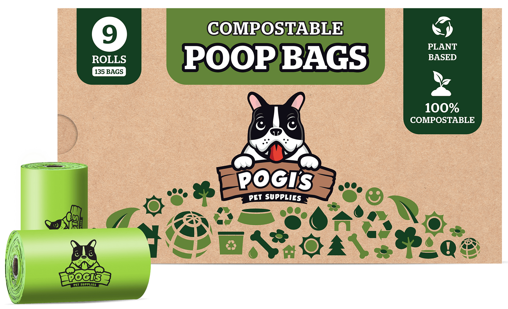 Pet One Doggy Waste Bags Compostable 6 Rolls X 20 Bags Per Roll