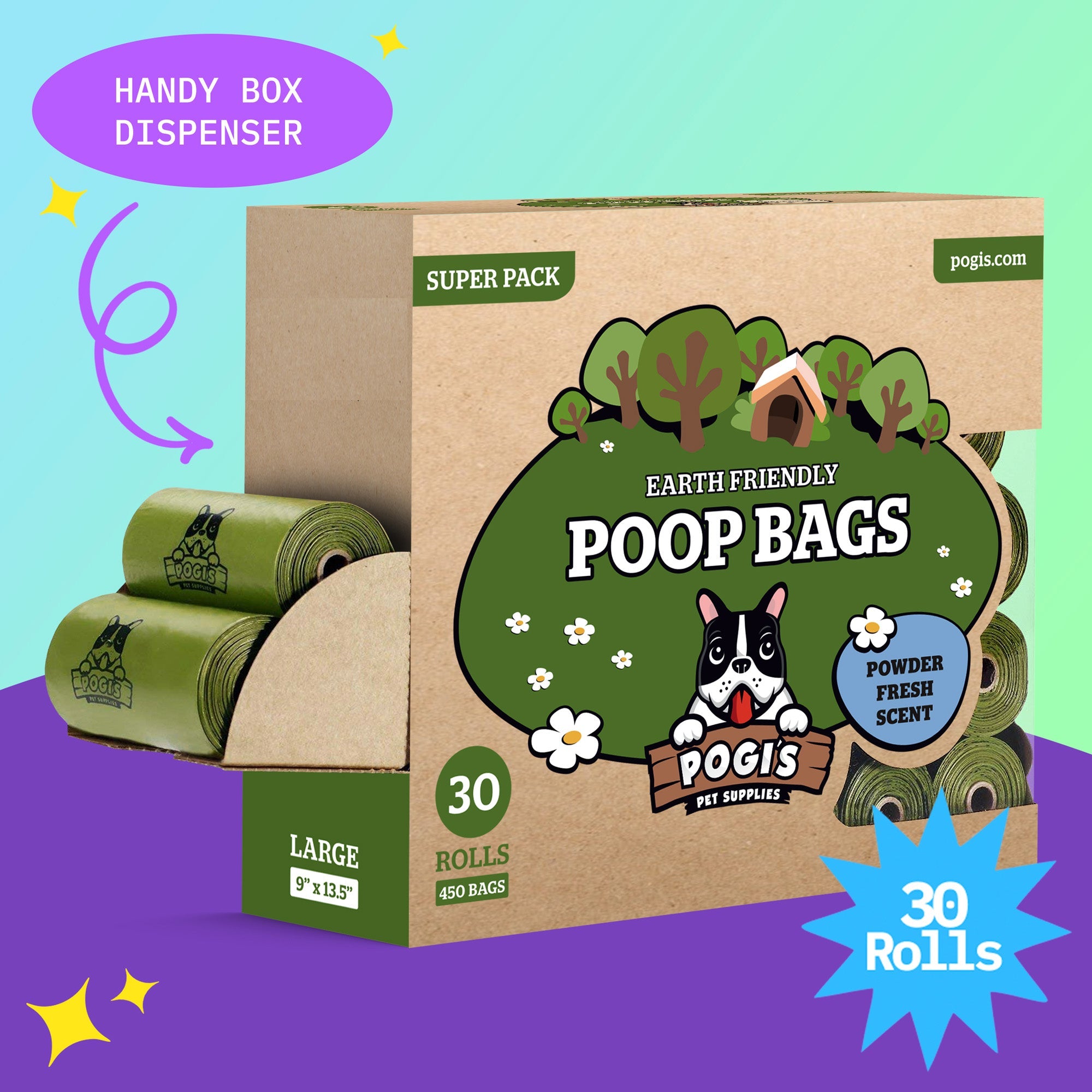 Earth friendly poop outlet bags