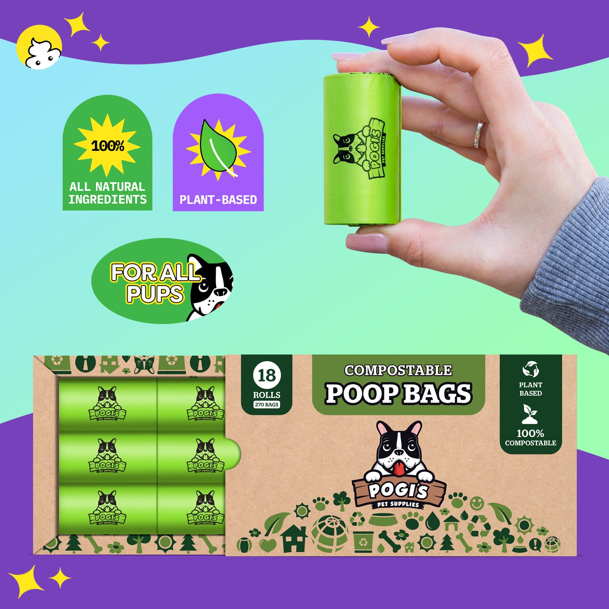 Amazon.com: Pawtopia Certified Home Compostable Dog Poop Bags (60 Bags), Biodegradable  Poop Bags, Cat Litter, Vegetable Starches, Eco-friendly Dog Waste Bags,  Leak proof, Easy to Open, Give Back : Pet Supplies